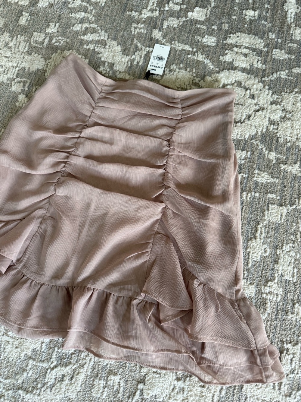 NWT express tan frilly skirt high waisted size 2